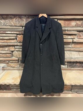 Vintage Silver Cloud Classic Single-Breasted Overcoat Charcoal Wool Cashmere